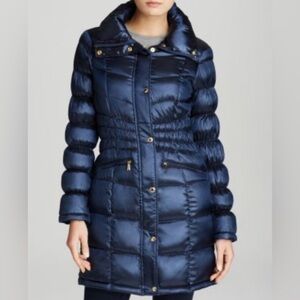 Michael Kors Navy Puffer Coat with Gold Details